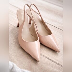 Jenn Ardor Nude Patent Slingback Kitten Heel Pointed Toe Pumps Women Size 11.